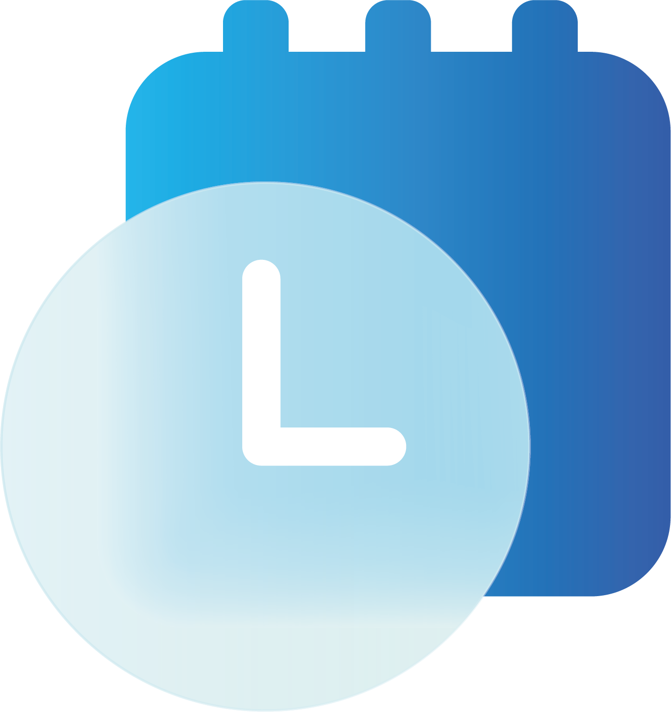 Illustration of a Light Blue Clock in Front of a Calendar.