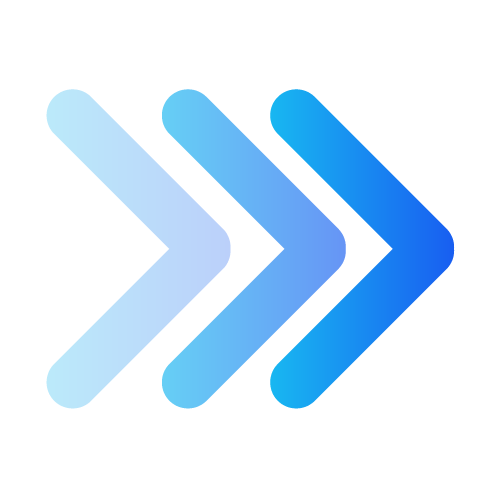 Three Arrows Pointing Right in a Blue Gradient Colour.